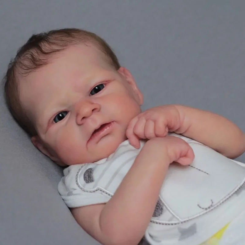 

45CM Elijah Newborn Baby Size Already Finished Very Lifelike Reborn Baby Doll 3D Skin Visible Veins High Quality Handmade Doll