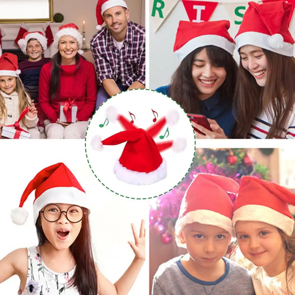 Electric Battery-Operated Funny Shaking Dancing Singing Santa Hat Xmas Party Prop christmas beanie hat