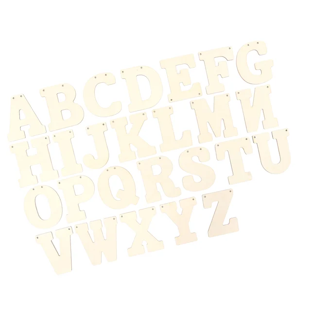 66 Pcs Wooden Letters 5 Inch 2 Hole Hangable Paintable Multifunctional Wood  Alphabet Letters for DIY Handicraft - AliExpress