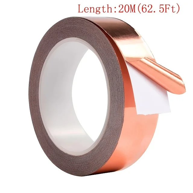 Nastro Di Rame Autoadesivo - 2 Rotoli 20m X 10mm, Per Schermatura EMI E Anti-lumache