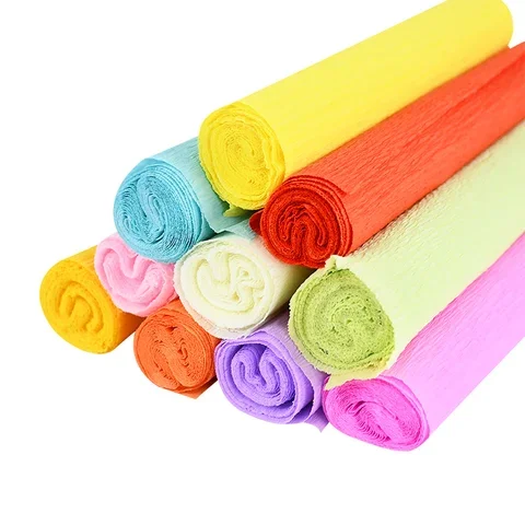 

10/25/50cmx250cm Colored Crepe Paper Roll Origami Crinkled Paper DIY Fake Flowers Decoration Gift Wrapping Scrapbook Crfats