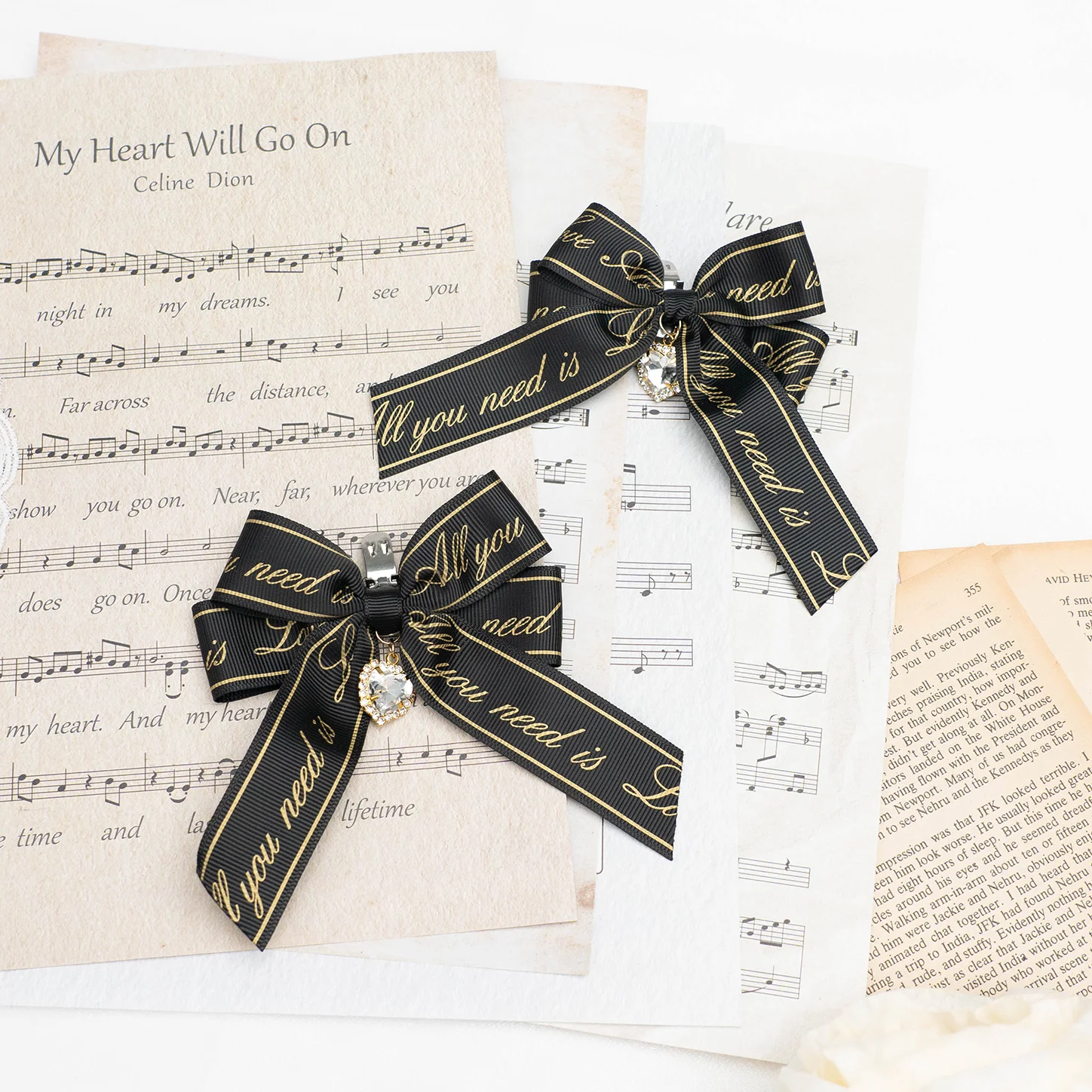 Japanese Mine Mass-Produced Letter Ribbon Shoe Clip Sweet Shoe Buckle Uniform Shoes Black Pink Hair Clips Female Girls