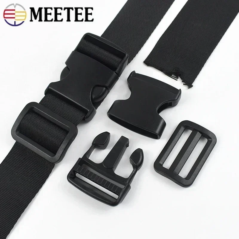 Bag Strap Repair Accessories 1-5Sets 20-50mm Plastic Release Buckle Dog Collar Nylon Webbing Tape Adjust Slider Side Clip Clasp