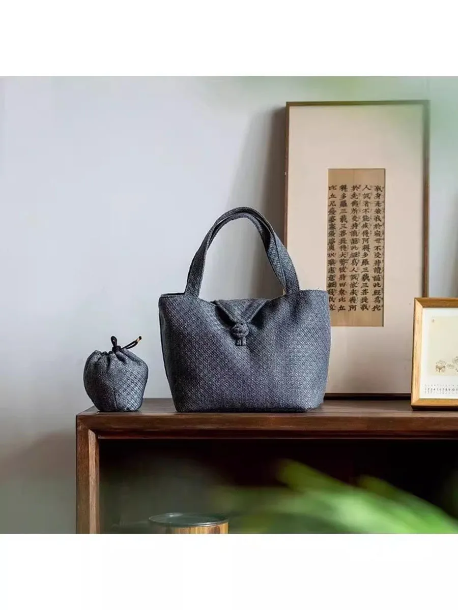 Retro Storage Bag Portable Tea Set Organizer Chinese Style Travel Pouch Tea Ceremony Accessories