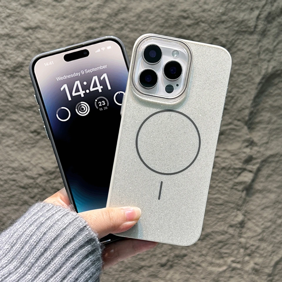 Luxury Magnetic Glitter Phone Case with Wireless Charging & Shockproof Protection