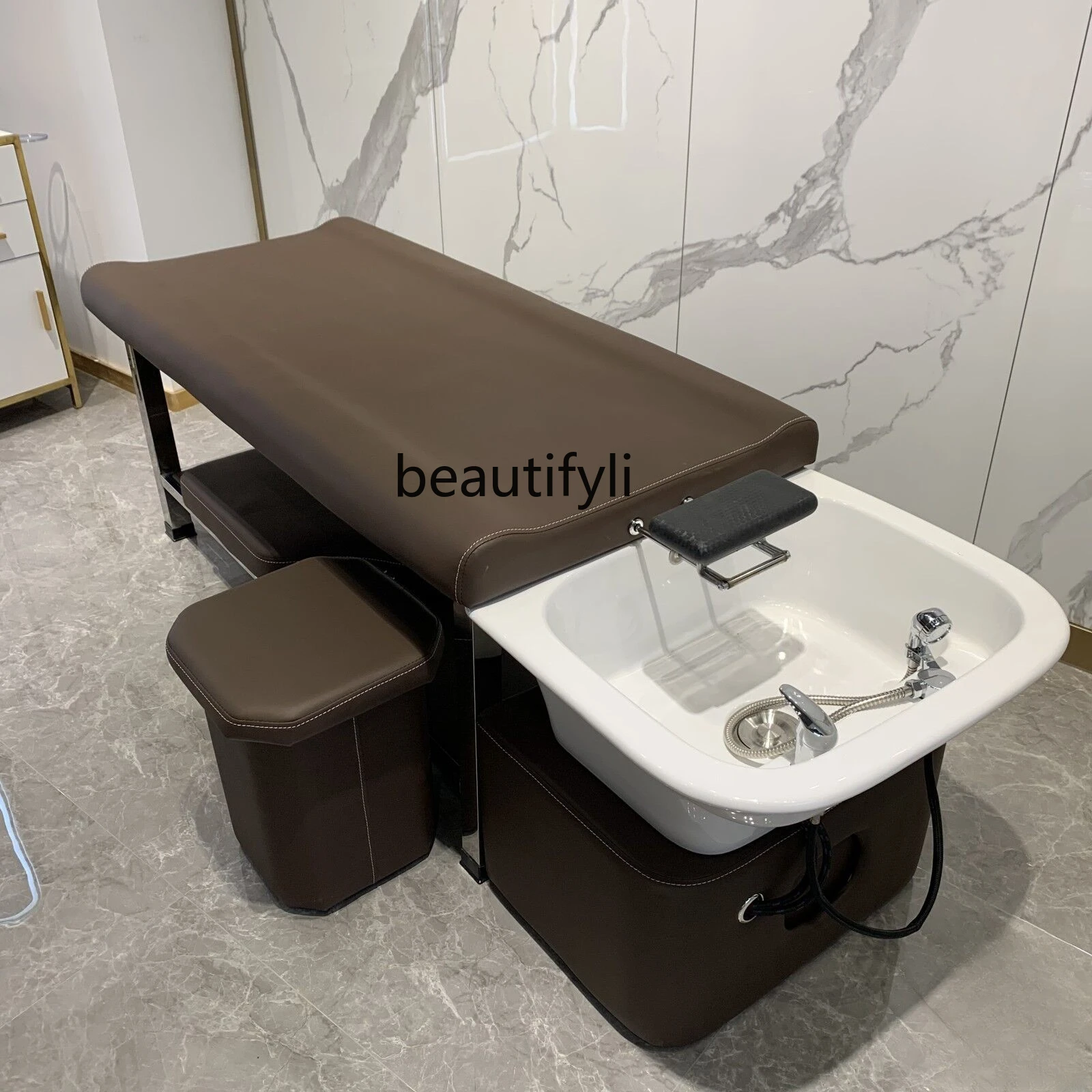 Thai Shampoo Chair Hair Salon Lying Completely Shampoo Chair Flushing Bed Ceramic Basin