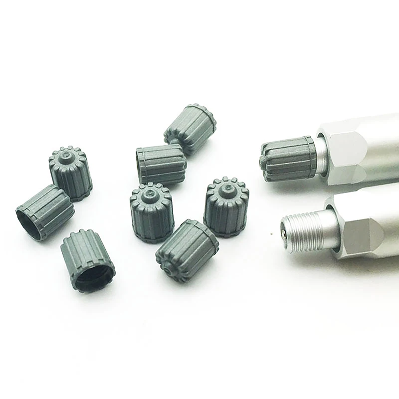 Set of 10 Gray Tire Valve Stem Caps with Gaskets - Durable Nylon Dust Covers