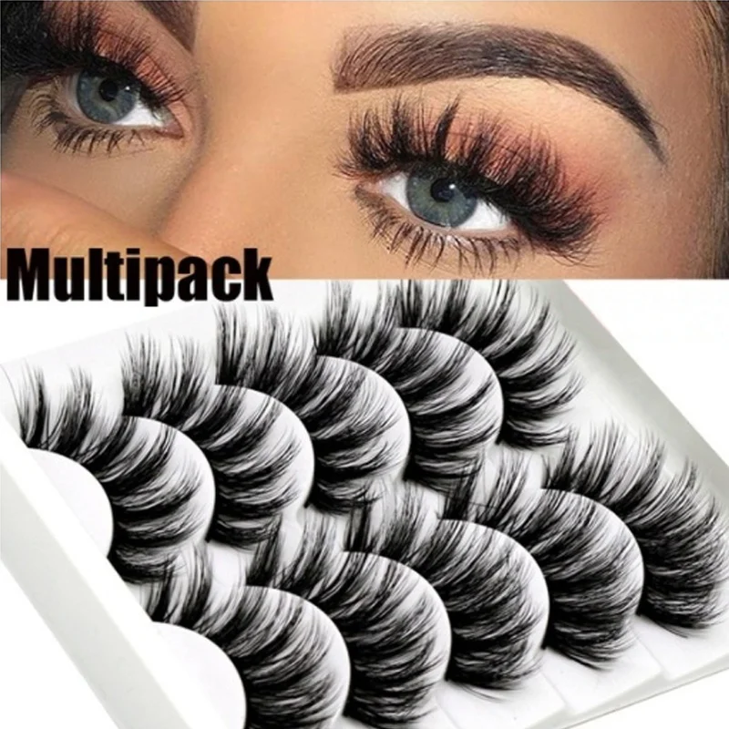 

5/10Pairs Multipack Natural False Eyelashes Soft Multilayer Lashes Women Makeup Tools Eyelash Extension