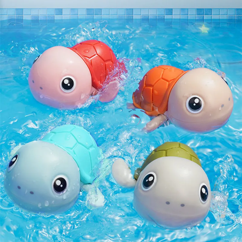 Игрушки для ванны для детей, милая мультяшная черепаха с заводным механизмом, водные игрушки для малышей, заводная плавающая черепаха для ванной, детские игрушки для душа