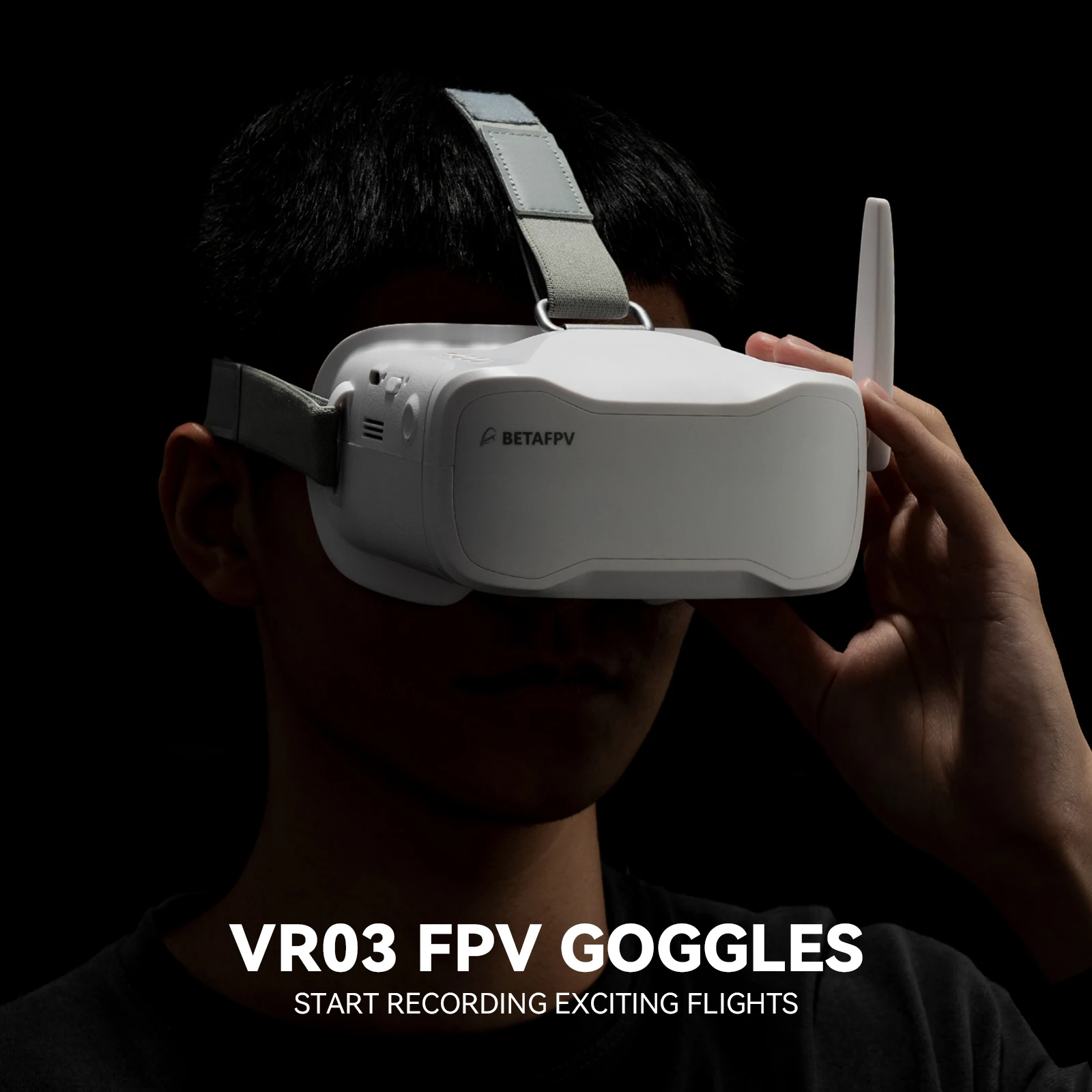 BETAFPV VR03 FPV-bril met DVR-functie, verwisselbare antenne, 5,8 G, 48 CH 4,3 inch, 800 x 480