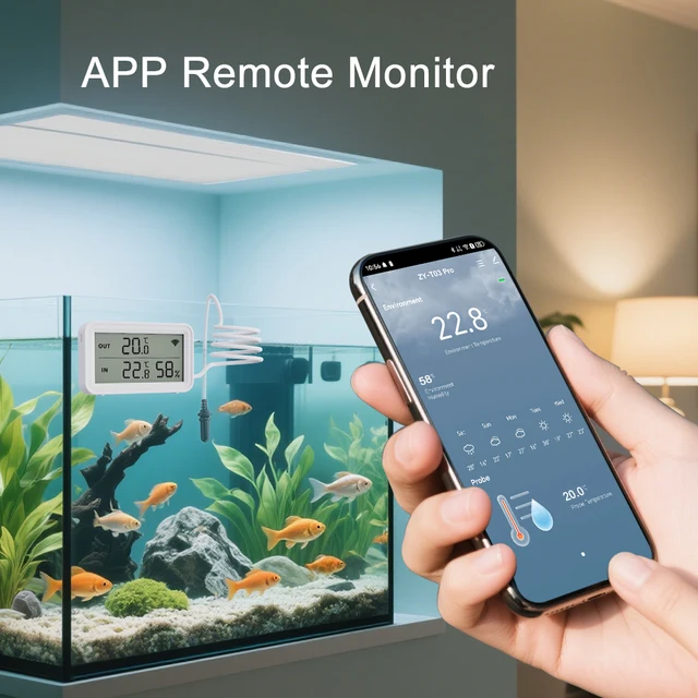 Tuya Wi-Fi Temperature Humidity Meter Digital LCD Convenient Work withTuya Smart Life Google Assistant,With External probe 5