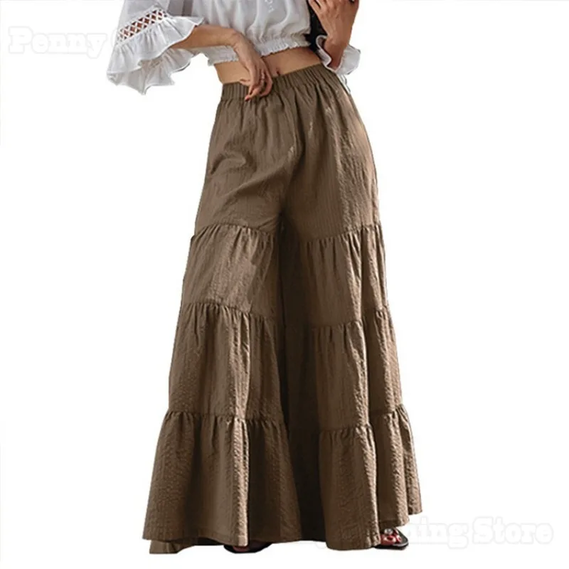 

2024 European And American Women's Trousers Spliced Slimming Cake Skirt Trousers Women's Trousers Loose Large Size S-2XL