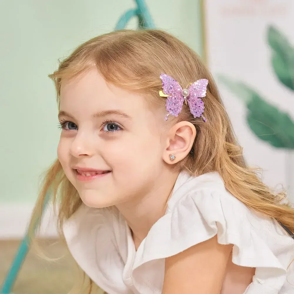 4/6Pcs Colorful Butterfly Hairpins Girl Hair Clips Barrettes Women Sweet Hair Ornament Rainbow Headwear Fashion Hair Accessories 2