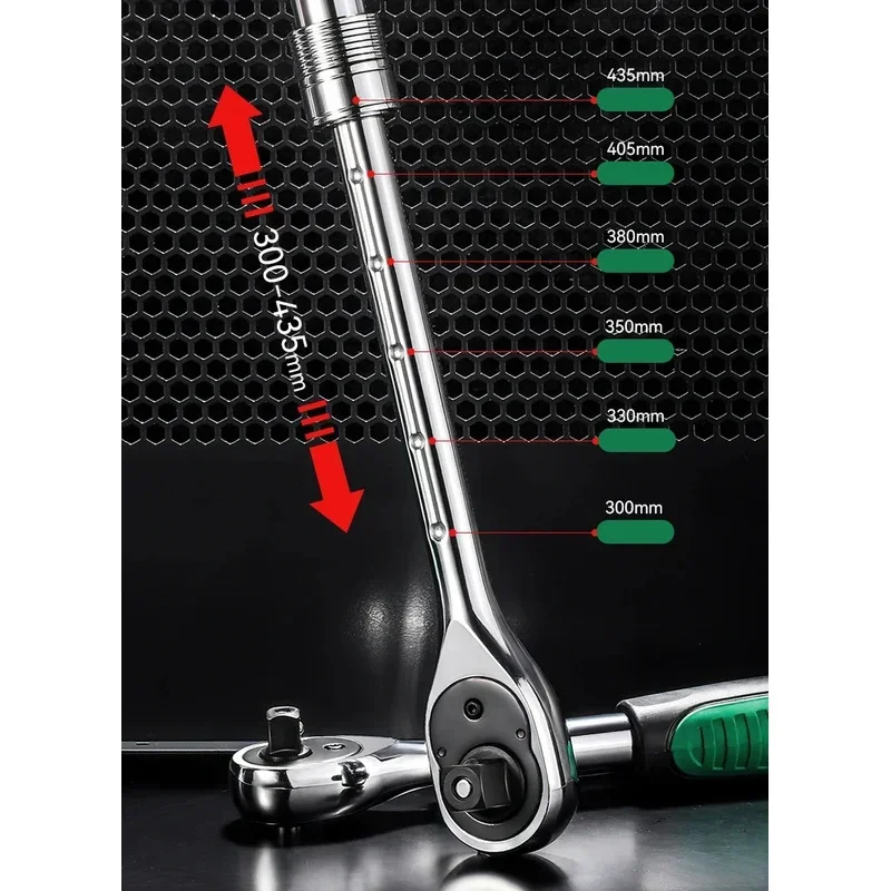 Telescopic Socket Ratchet Wrench for Automotive Repair Adjustable Head Ratchet Set 72 Tooth Quick Release Wrench Manual Tool