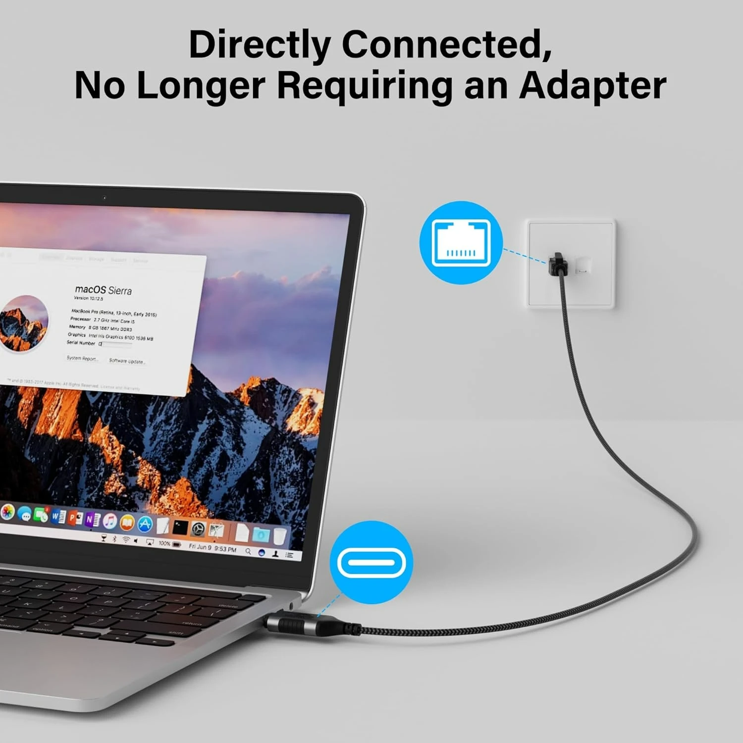 USB C-이더넷 케이블 스내글리스 RJ45-USB/타입C 코드 100Mbps 기가비트 LAN 네트워크 (맥북 프로/에어 노트북 PC 휴대폰용)