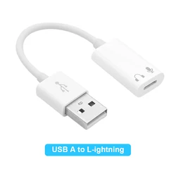 Universal USB to Lightning Audio Adapter Cable with Microphone Support (WHITE)