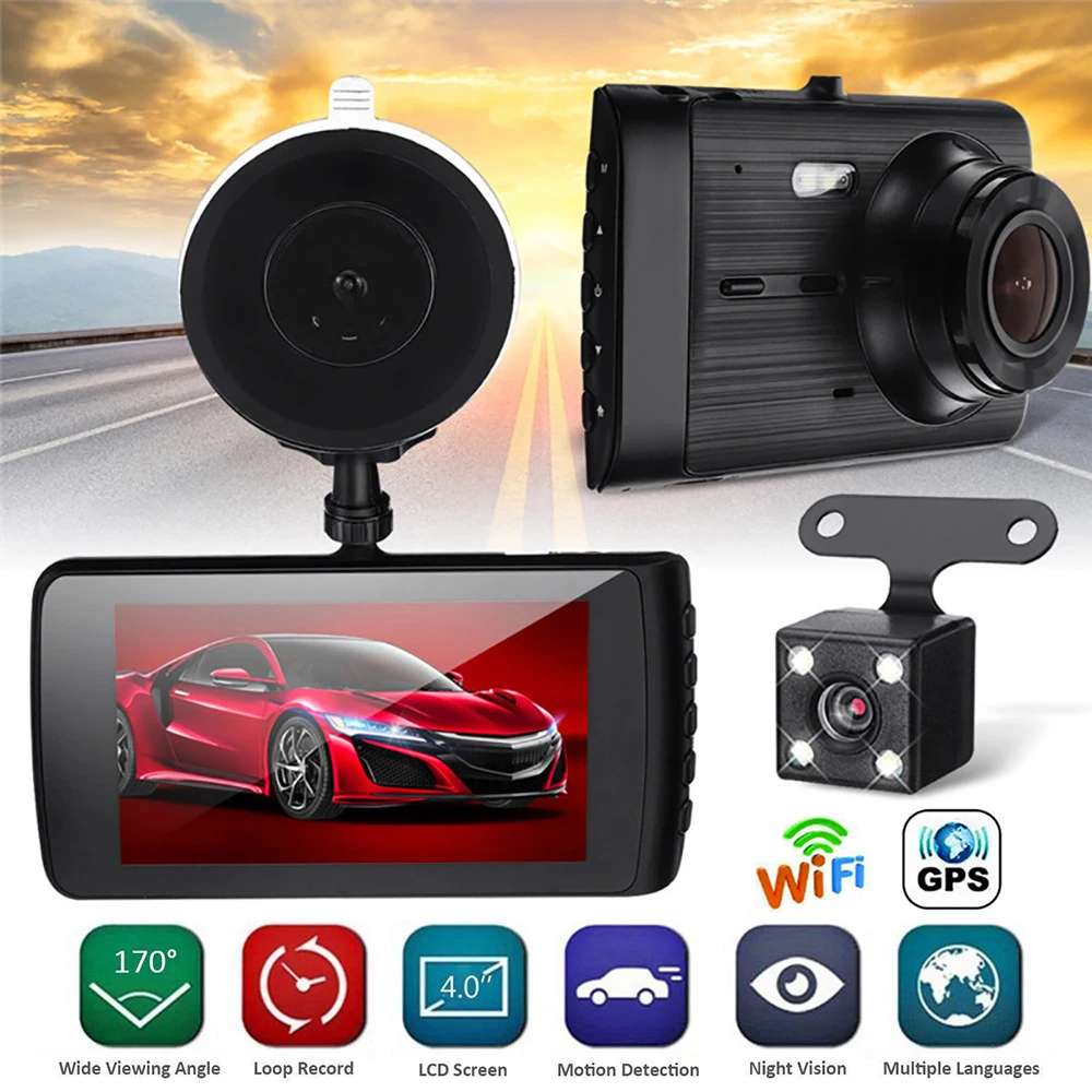 

Car DVR WiFi Full HD 1080P Dash Cam Rear View Camera Mirror Video Recorder Parking Monitor Night Vision Black Box Dashcam GPS