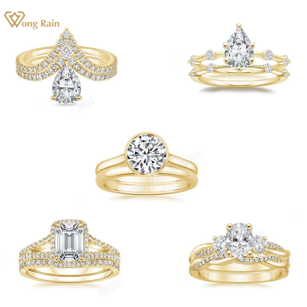 

Wong Rain 18K Позолоченные 925 Стерлинговое Серебро 3EX VVS1 D Цвет 1 карат бриллиантовые кольца обручальные ювелирные изделия для женщин