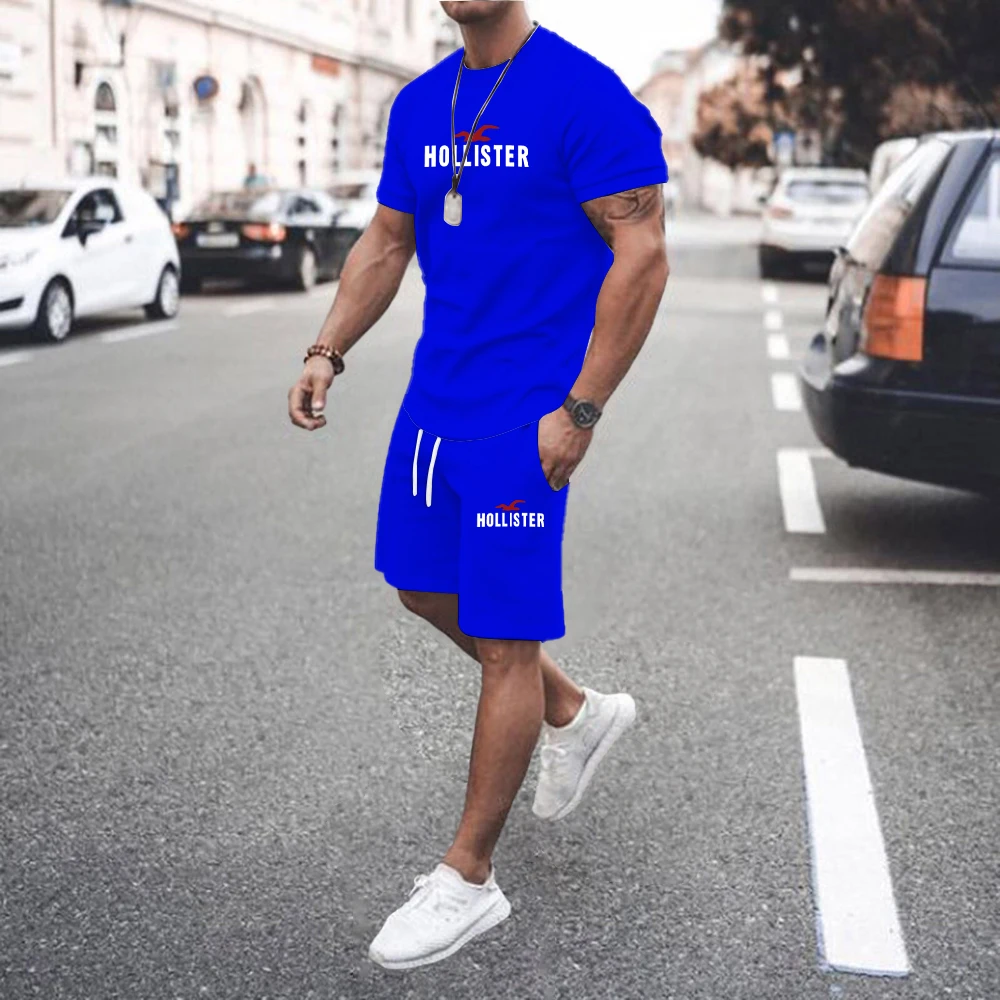 

2024 new men's casual wear suit summer popular short-sleeved T-shirt shorts quick-drying and breathable 2-piece set