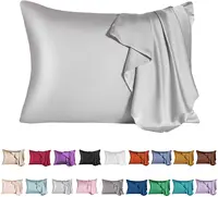 2Pcs  Queen Satin Silk Pillowcase Pillow Case Cover Home Bedding Smoothy Pillow Rectangle Bedding Pillow 1