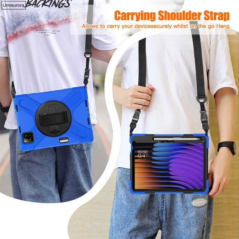 Shockproof Rugged Tablet Case with Stand & Hand Shoulder Strap - Enhanced Protection Cover