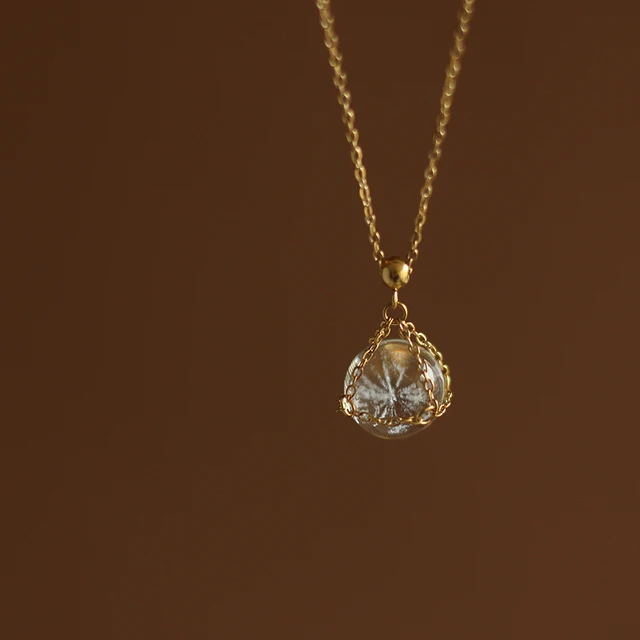 TETOME】CRYSTAL BALL+GOLD CHAIN NECKLACE