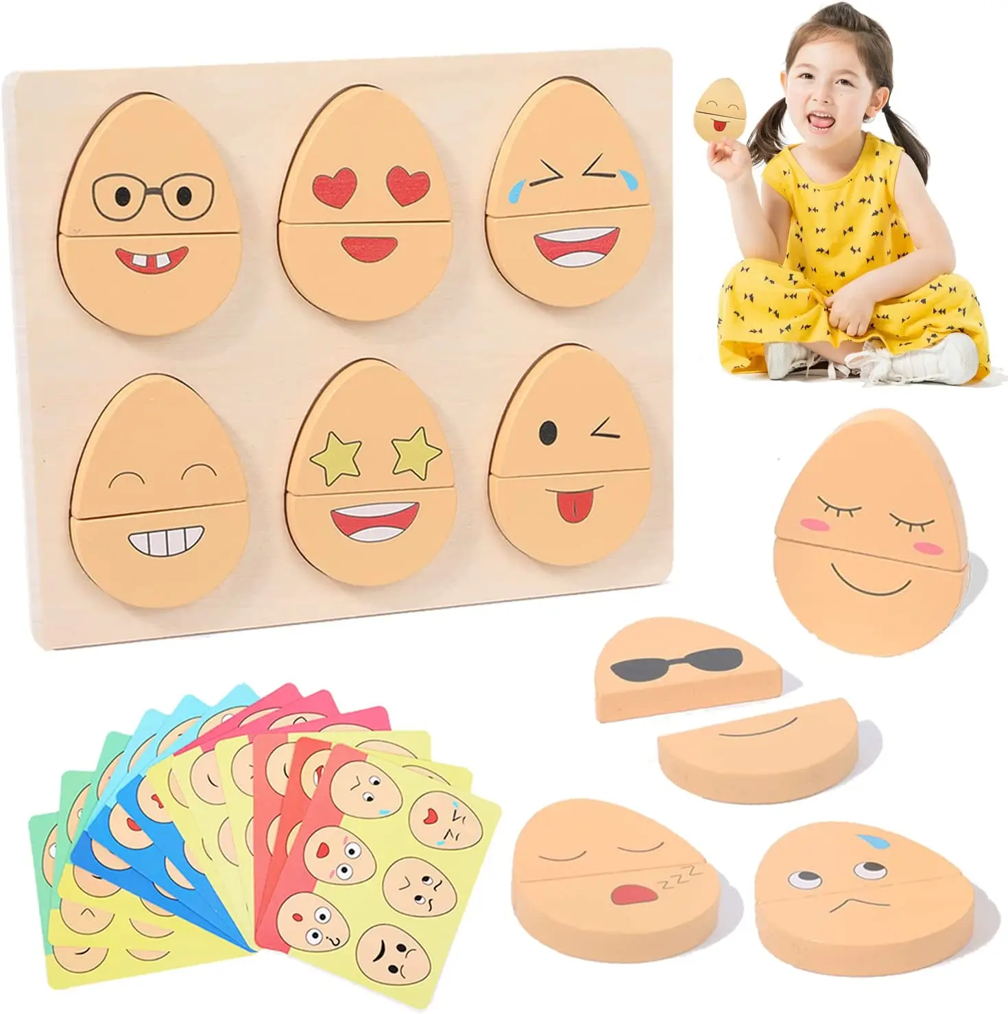 

Toddlers Wooden Expressions 32 in 1 Preschool Kids Wood Gifts Montessori Toys Autism Sensory Educational Toys Stocking Stuffers