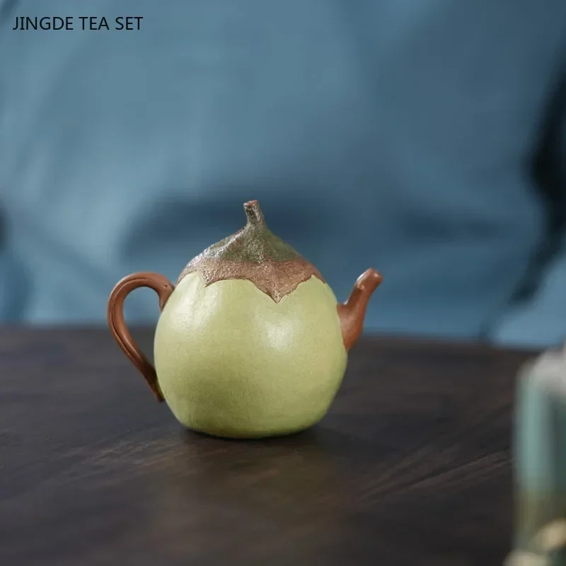 1PC 170ml High quality Yixing purple clay tepot Hand carving ball hole filter kettle Chinese zisha teapot beauty tea accessories