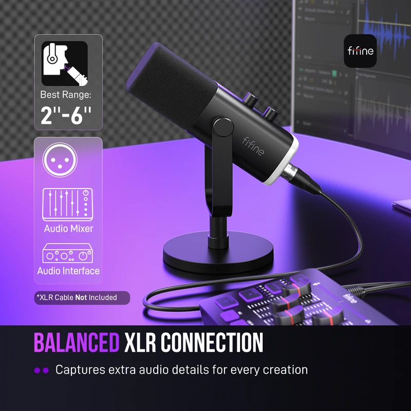 FIFINE USB/XLR Dynamic Microphone with RGB