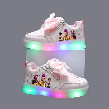 Kpop Demon Hunters Shoes For Kids Children LED Sneakers Baby Toddler Shoes 1-6 Y Anime Huntrix Luminous Sport Shoes Size 21-30 1