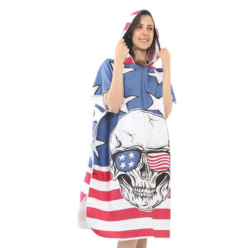

Microfiber Adult Bathrobe Cape Cloak Digital Printing Hooded Bath Towel Beach Towel Free Shipping beach stuff toalla de playa