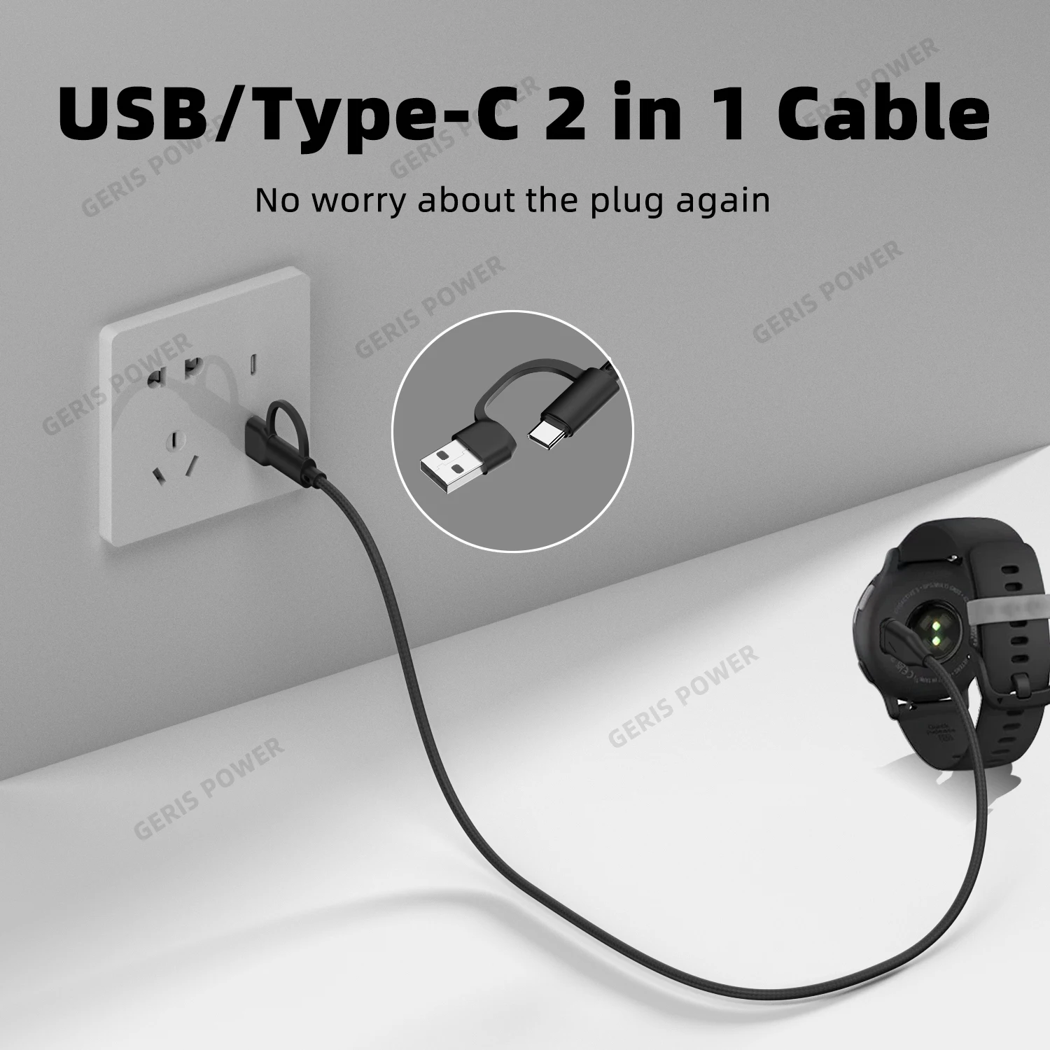 Dual Function Type C/USB Watch Charger Cable