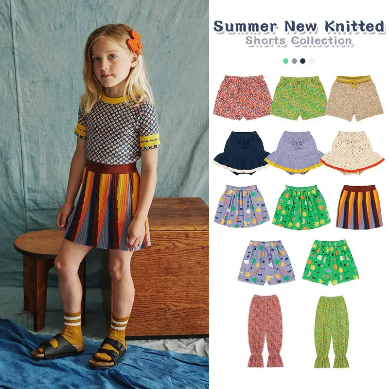 

In stock! Girls' Skirts 202024 Summer Misha and Puff Children's Knitted Strap Half length Short Skirt Shorts Children's Wear