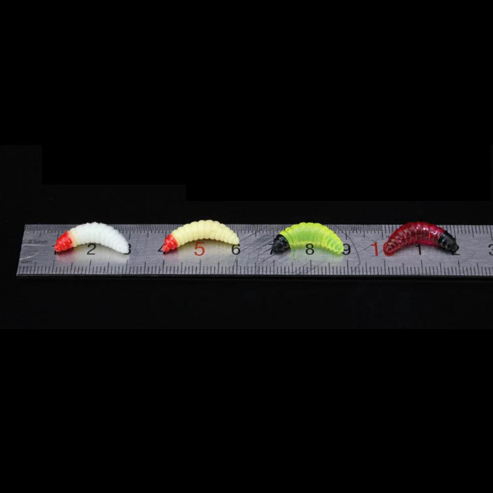 50pcs Maggot Soft Bait 2cm 0.3g Grub Lure Smell Worms Glow Shrimps Fishing Bread Lure Artificial Baits Soft Lures Fish Tackle