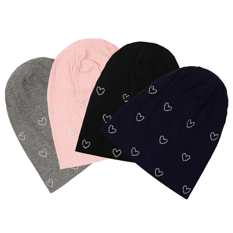 Hat Rhinestone Heart Beanie Rhinestones Beanie Women Rhinestone Cc Beanies Women