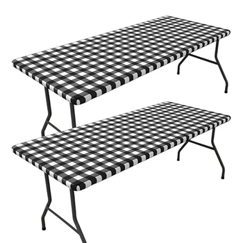 Homaxy Rectangle Table Cover Elastic Waterproof Tablecloth Fitted Vinyl Tablecloth For Home Party Camping Table Cloth Outdoor 1