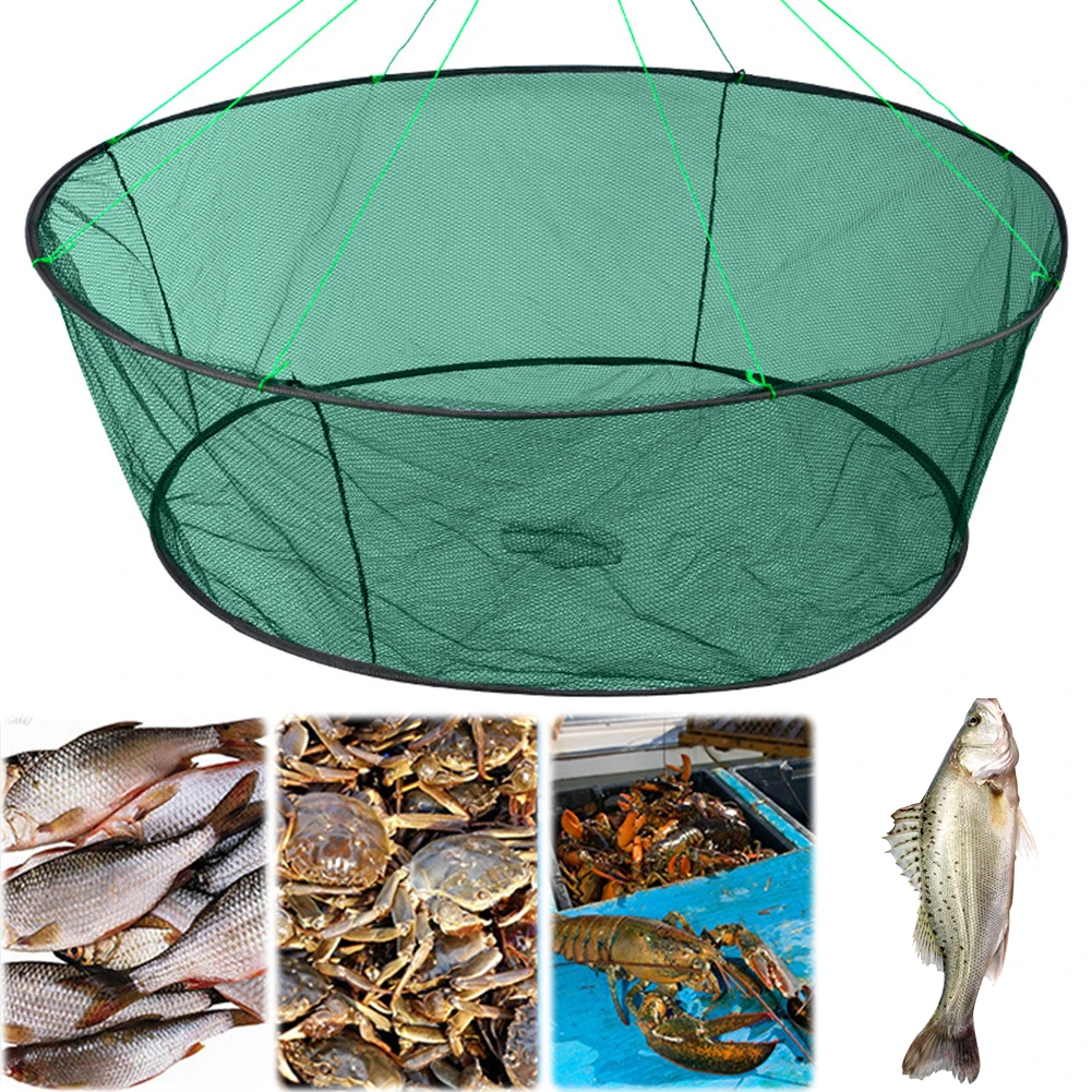 Rete Da Pesca Pieghevole 91x91 Cm Con Secchio E Corda 15 M - Set Completo Per Pesca Da Molo, Granchi E Gamberetti