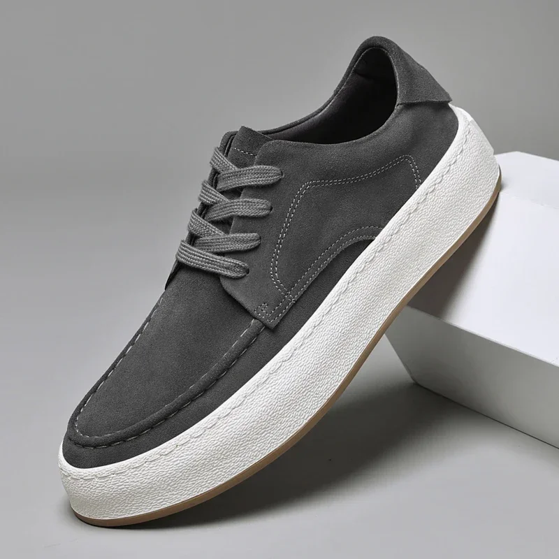 Men's Shoes Classic Casual Shoes Cow Suede Comfortable Sneakers For Men Luxe Leather Walking Shoes Lace-Up Luxury Man Sneaker 2