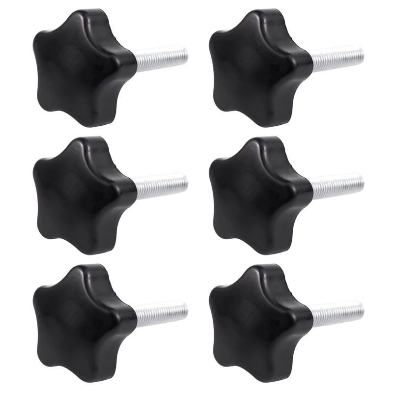 

6Pcs M8 X 40Mm Screws Star Head Wing Screw Clamp Knob Handle Black