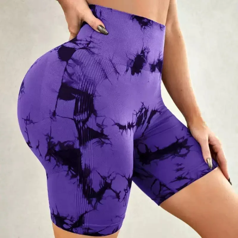 thumbnail image 1 of Pantalones cortos deportivos con efecto tie dye sin costuras para mujer, pantalones cortos push up de cintura alta elásticos de verano 2024, pantalones cortos de yoga para entrenamiento de fitness y g, 1 of 5