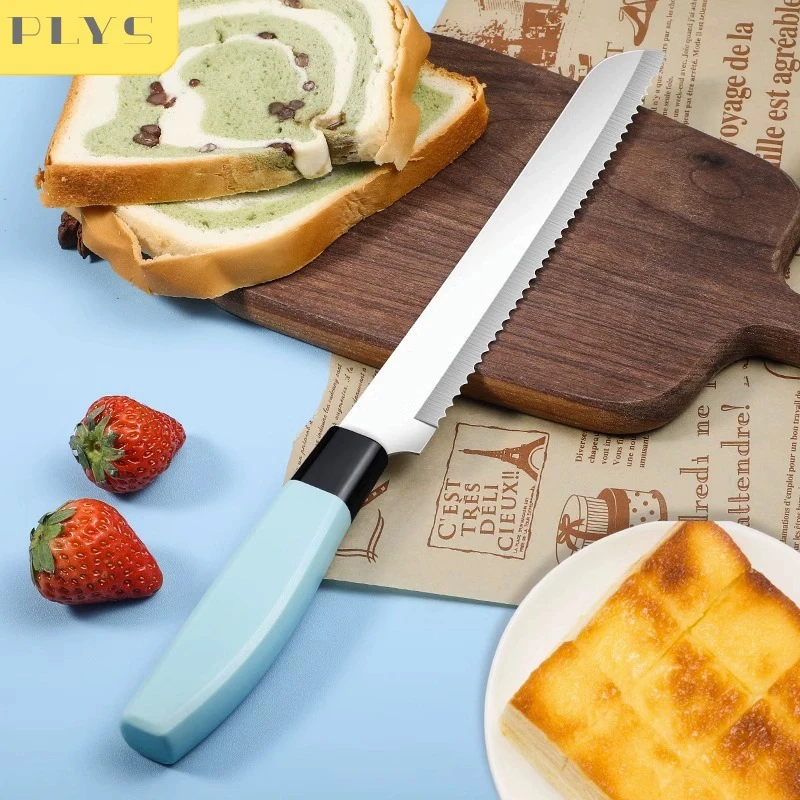 

PLYS 7.5 Inch Serrated Bread Knife for homemade bread, Cake Cutting Knife LongBaguette Cutter Bagels Toast Stainless Steel Knife