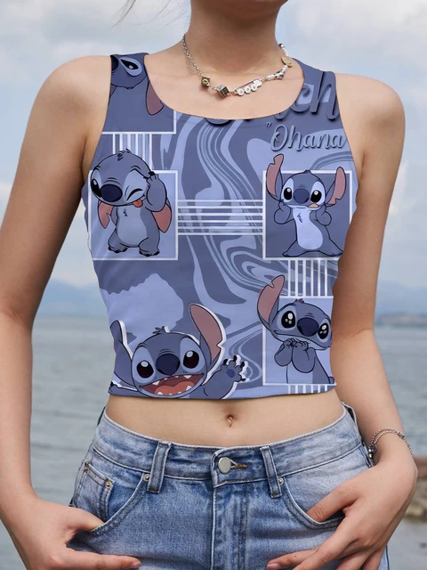 Stitch Tops Sexy Fashion Women's Clothing Free Shipping Clearance Woman  Clothes Disney Beach Tank Top Summer T-shirts Corset Y2k - AliExpress