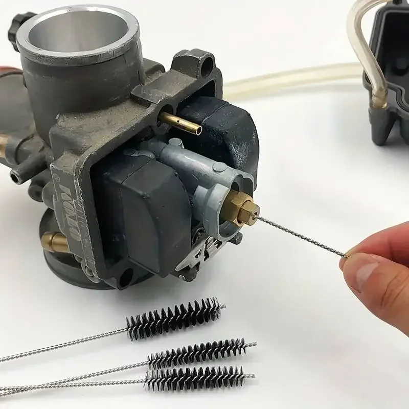 15pcs Carburetor Cleaning Brush Set Carburetor Carbon Dirt Jet Cleaner Tool Kit Car Cleaning Brush 10 Cleaning Needles 5 Brushes 3