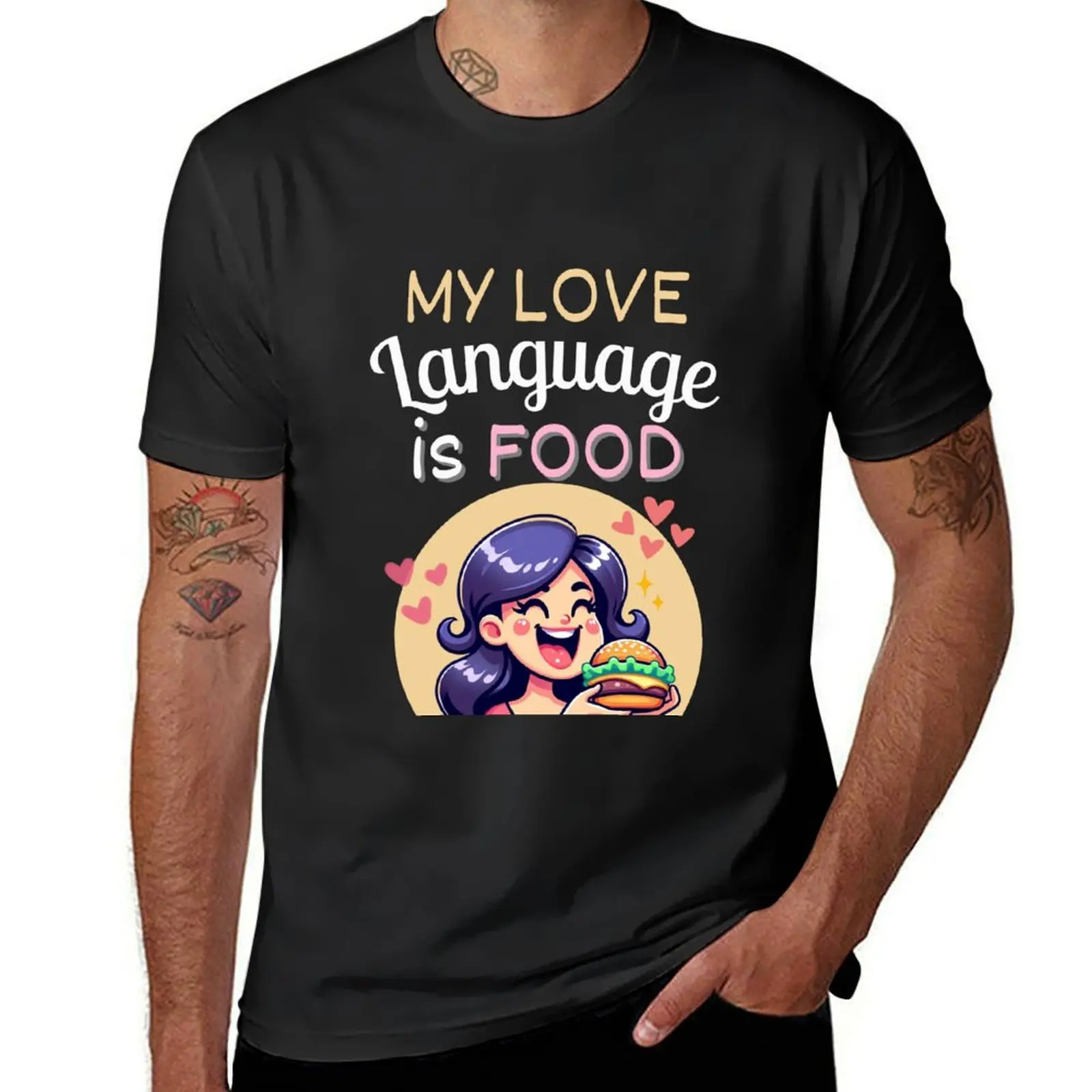 My Love Language Is Food T-Shirt sweat anime mens plain t shirts