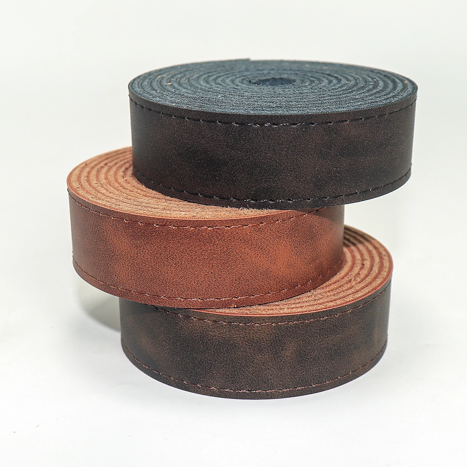 Premium Distressed Crazy Horse Leather Strap with Sutures - Thickened Version