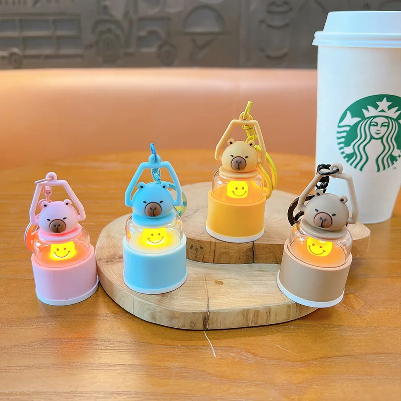 Creative Cute Capybara-kun Night Light Keychain Cartoon Capybara Bag Pendant Couple Gift