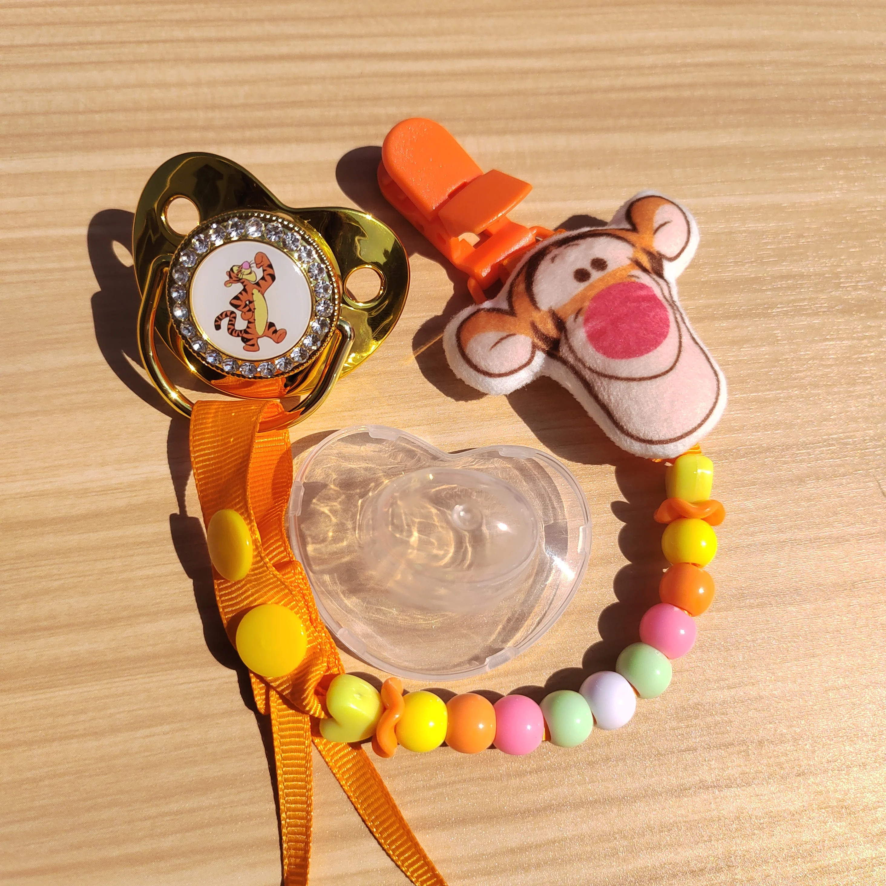Tigger Baby Pacifier clip cover Luxury pacifier for newborn boys and girls silicone nipples Baby shower gift Chupeta