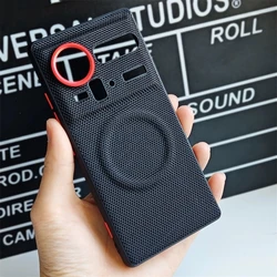Magnetic Nylon Woven Matte Leather Skin - Friendly Phone Case with Bumper for ZTE nubia Z80 Ultra (Black)