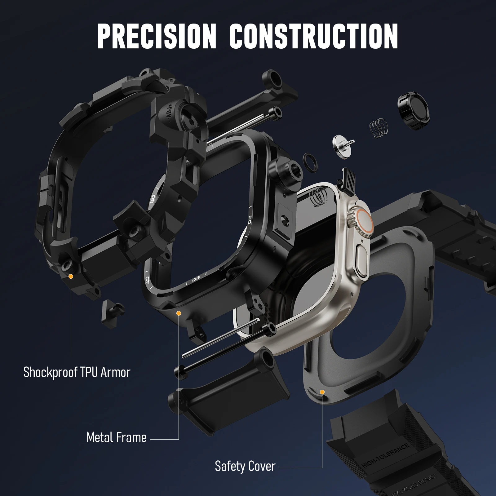 Enhanced Metal Case with Rubber Strap for Smartwatch Bands – Premium Silicone Bracelet