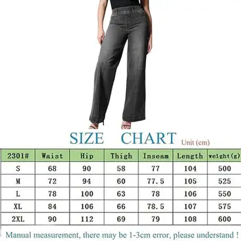 Stretchy Wide Leg Jeans Pull-On Novelty Stretchy Women Jeans with High Elasticity Women's Fashion for Beach Home Vacation Dating 6